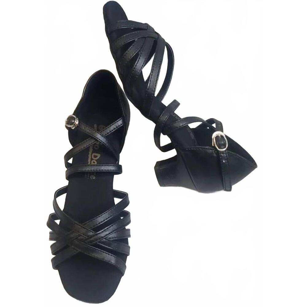 NEW GO GO DANCE women's parisa 1.3" thick heel latin sandal in black